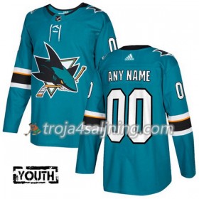 San Jose Sharks tröja Customized Adidas 2017-2018 Teal Authentic - NHL Tröjor Barn
